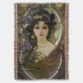 Elegant Mucha Style Porträt einer schönen Frau Decke (Vorderseite Vertikal)