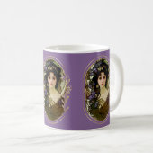 Elegant Mucha Style Porträt einer schönen Frau Kaffeetasse (VorderseiteRechts)