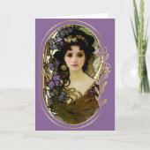 Elegant Mucha Style Porträt einer schönen Frau Karte (Vorderseite)