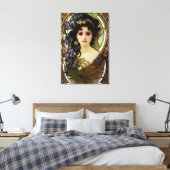 Elegant Mucha Style Porträt einer schönen Frau Leinwanddruck (Insitu (Schlafzimmer))
