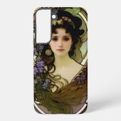 Elegant Mucha Style Porträt einer schönen Frau Samsung Galaxy Hülle (Rückseite)