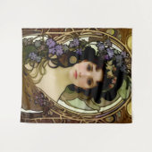 Elegant Mucha Style Porträt einer schönen Frau Wandteppich (Vorderseite (Horizontal))