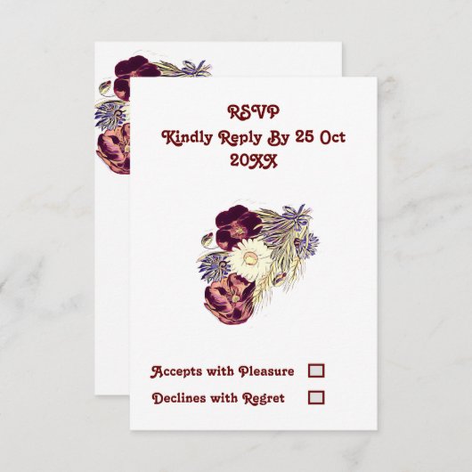 Elegant Mulberry Rustic Floral Wedding RSVP (Vorne/Hinten)