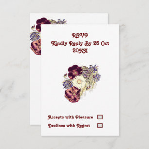Elegant Mulberry Rustic Floral Wedding RSVP