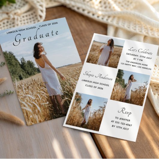Elegant Multi Photo Graduation Party Einladung