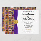 Elegant Multicolor African Kente Cloth K45 Wedding Einladung (Vorne/Hinten)