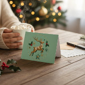 Elegant Multicolor Reindeer Christmas Greeting Car Dankeskarte