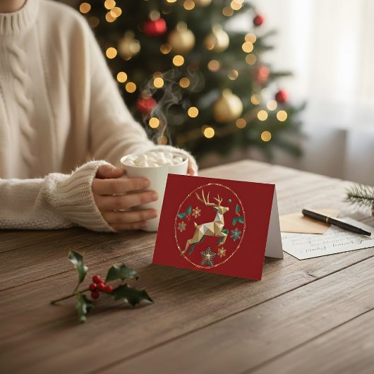 Elegant Multicolor Reindeer Christmas Greeting Car Dankeskarte