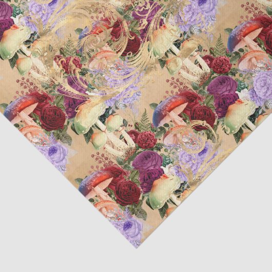 Elegant Mushroom Collage Seidenpapier (Ausschnitt)