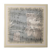 Elegant Music Notes In Blue And Beige Fliese (Vorderseite)
