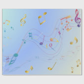 Elegant  Music Notes In Blue Gradient  Geschenkpapier (Flach)