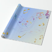 Elegant  Music Notes In Blue Gradient  Geschenkpapier (Ungerollt)