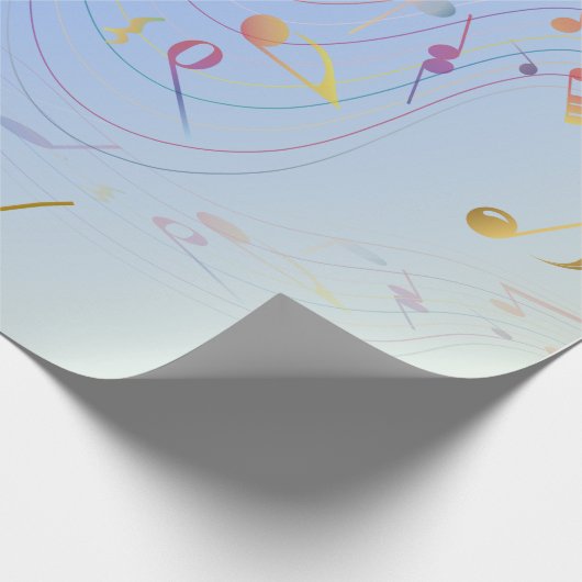 Elegant  Music Notes In Blue Gradient  Geschenkpapier (Ecke)