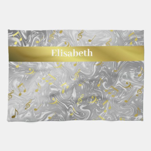elegant music notes pattern kitchen towel geschirrtuch (Horizontal)