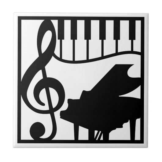 Elegant Music Piano Keyboard Clef Note Stylish Fliese (Vorderseite)