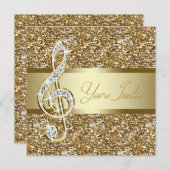 Elegant Music Treble Clef Symphony Concept Erwägun Einladung (Vorne/Hinten)