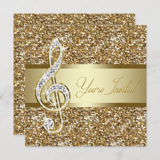 Elegant Music Treble Clef Symphony Concept Erwägun Einladung (Vorne/Hinten)