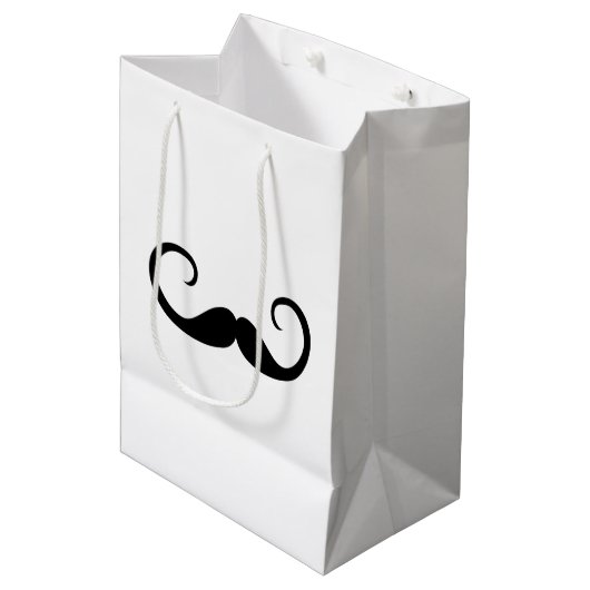 Elegant Mustache Mittlere Geschenktüte (Vorderseite Schrägansicht)