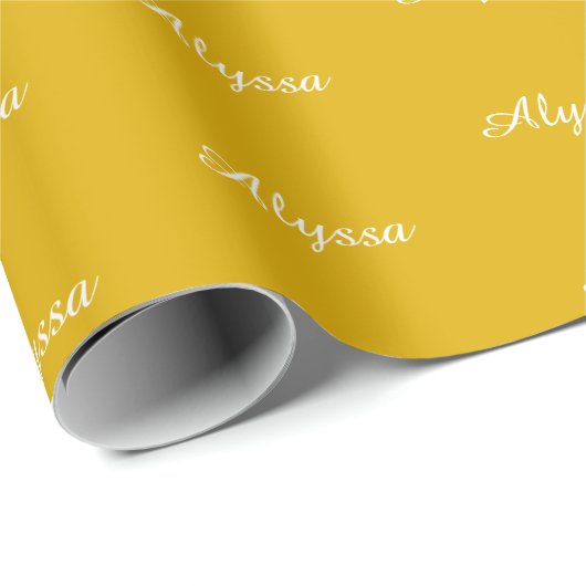Elegant Mustard gelb benutzerdefinierte Skriptname Geschenkpapier (Rolleneckpunkt)