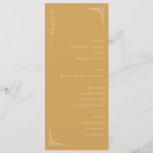 Elegant Mustard Minimalist Menu Menükarte (Vorderseite)