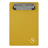 Elegant Mustard Monogram Mini Klemmbrett (Vorderseite)
