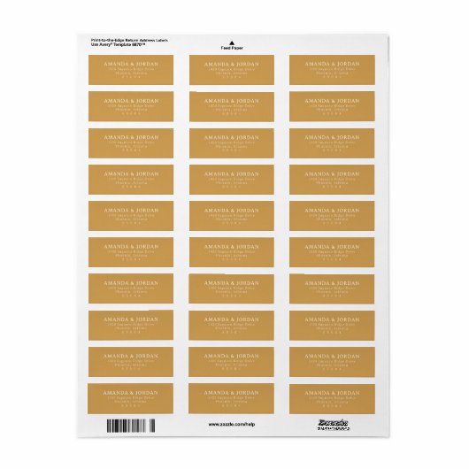 Elegant Mustard Serif Return Address Labels (Vorne)