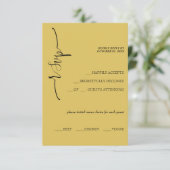 Elegant Mustard Sunflower Calligraphy RSVP Karte (Stehend Vorderseite)