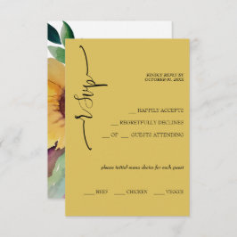 Elegant Mustard Sunflower Calligraphy RSVP Karte