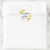 Elegant Mustard Yellow Blätter Wedding Runder Aufkleber (Tasche)