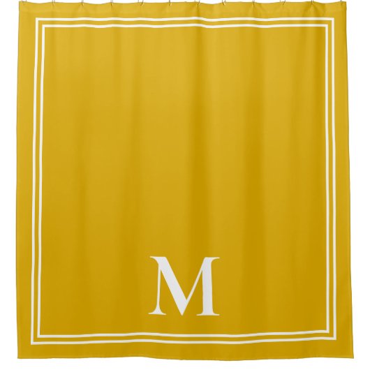 Elegant Mustard Yellow Monogram Duschvorhang (Vorderseite)