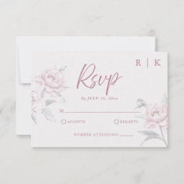 Elegant Mute Dusky Pink Peony Wedding RSVP Card