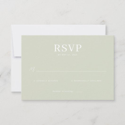 Elegant Muted Green RSVP Card Karte (Vorderseite)