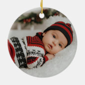 Elegant My First Christmas Tree Script Baby Photo Keramik Ornament (Hinten)