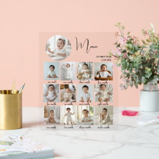 Elegant My First Year Collage Custom Photo Acrylschild