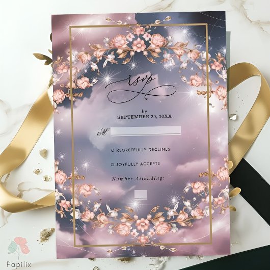 Elegant Mystic Floral Garden Wedding RSVP Karte