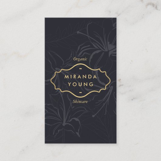 Elegant Mystic Floral Pattern Gray Visitenkarte (Vorderseite)