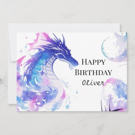 Elegant Mystical Dragon Birthday Karte (Vorderseite)