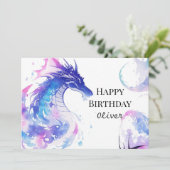 Elegant Mystical Dragon Birthday Karte (Stehend Vorderseite)