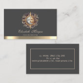 Elegant Mystical Moon Sun Gold Yoga Instructor  Visitenkarte (Vorne/Hinten)