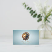 Elegant Mystical Sun Moon Blue Business Card Visitenkarte (Stehend Vorderseite)