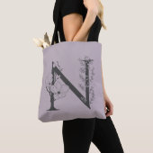Elegant N Boho Floral Monogram Initial Lilac Gray Tasche (Von Nahem)