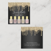 Elegant Nail Polnischer Unternehmen Salon Gold Gli Quadratische Visitenkarte (Vorne/Hinten)