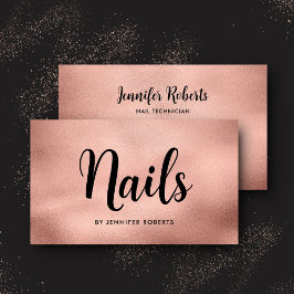 Elegant Nail Salon Rose Gold Script Typografie Visitenkarte