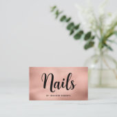 Elegant Nail Salon Rose Gold Script Typografie Visitenkarte (Stehend Vorderseite)