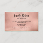 Elegant Nail Salon Rose Gold Script Typografie Visitenkarte (Rückseite)
