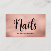 Elegant Nail Salon Rose Gold Script Typografie Visitenkarte (Vorderseite)