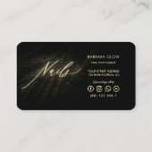 Elegant Nail Tech Script Manicurist Black Gold Visitenkarte (Rückseite)