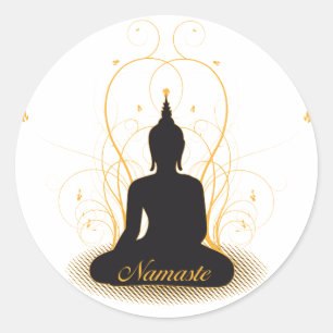 Elegant Namaste Buddha Runder Aufkleber