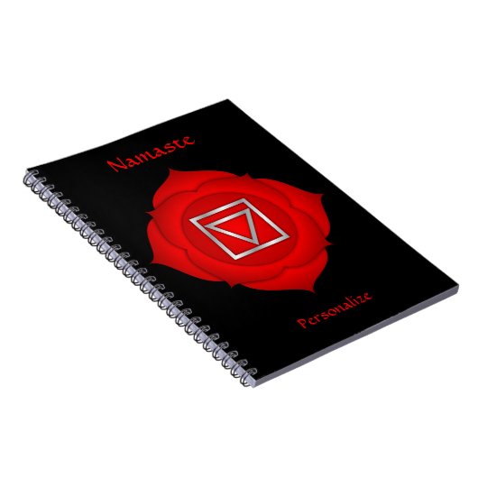 Elegant Namaste Red Root Chakra Personalize Notizblock (Rechte Seite)