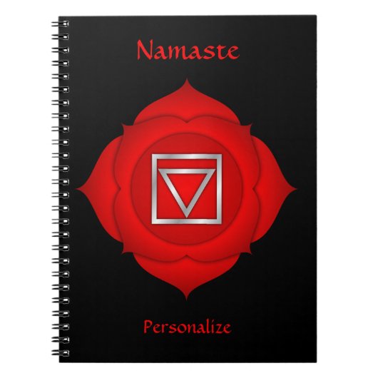 Elegant Namaste Red Root Chakra Personalize Notizblock (Vorderseite)